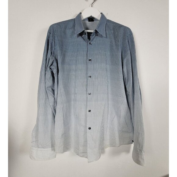 Boss Hugo Boss Men Slim Fit Finest Italian Fabric Checkered Button Down Shirt XL - Picture 1 of 11